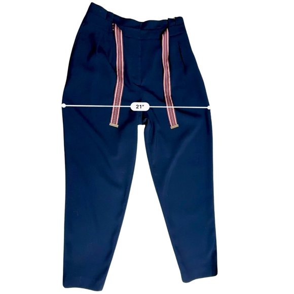 Tommy Hilfiger Baggy Navy Slacks with Red White & Blue Tie Belt Size 4 - Picture 5 of 16